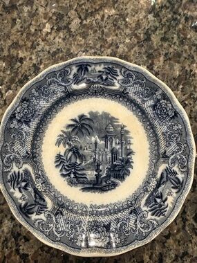 Antique Flow Blue Plate